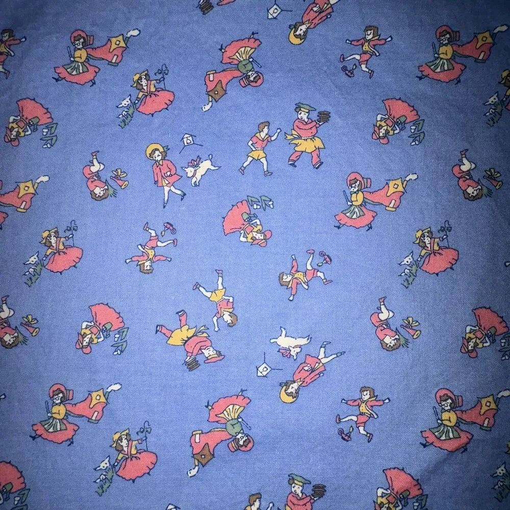 Treasures From The Attic Blue Print Fabric Nursery Rhyme 1 YARD 40